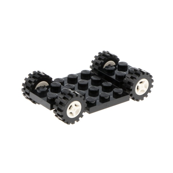 1x Lego Fahrgestell 4x7 schwarz Rad weiß Profil Auto Chassis 4624c02 68556 2441