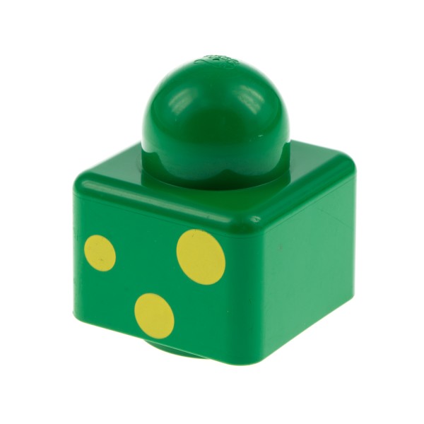 1x Lego Duplo Primo Baby Bau Stein 1x1 grün bedruckt Punkte gelb 2086 31000pb04