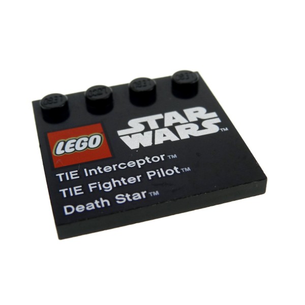 1x Lego Fliese modifiziert 4x4 schwarz bedruckt Star Wars Death Star 6179pb041
