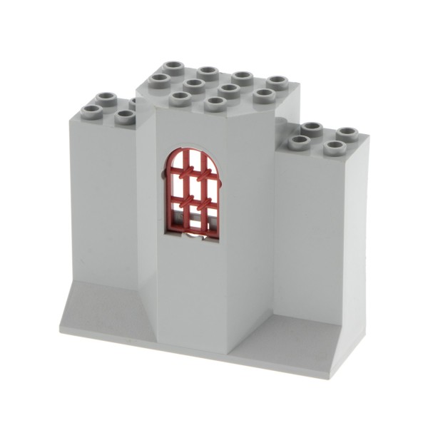 1x Lego Panele Mauer Fenster 3x8x6 neu-hell grau Gitter gedreht rot 30045 48490