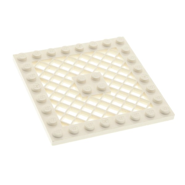 1x Lego Gitter Bau Platte creme weiß 8x8 Bodenplatte ohne Loch 6957 4151