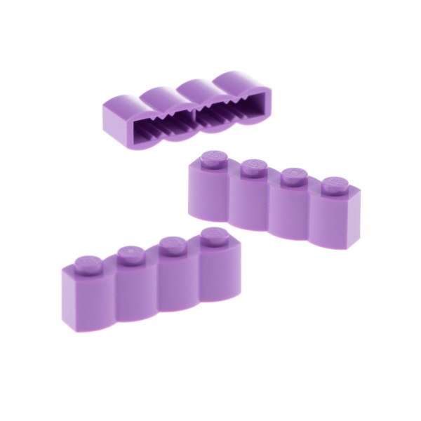 3x Lego Bau Stein modifiziert 1x4x1 medium lavendel Palisade Holz Block 30137