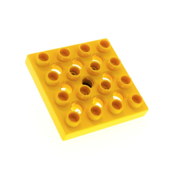 1x Lego Duplo Toolo Bau Platte 4x4 gelb Stein Halterung an der Unterseite 6656