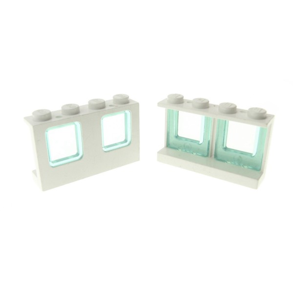 2x Lego Fenster Rahmen 1x4x2 doppelt creme weiß transparent blau 4862 4863