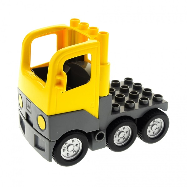 1x Lego Duplo Fahrzeug LKW Kabine gelb Chassis dunkel grau 1326c01 48125c03