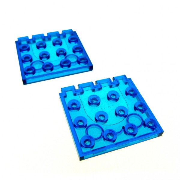 2 x Lego System Bau Platte transparent dunkel blau 4 x 4 Klappe Scharnier Auto Dach Classic Space 4213