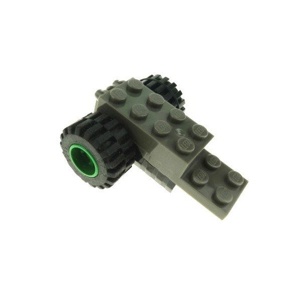 1x Lego Rückzieh Motor 6x2x1 2/3 schwarz Rad grün Aufziehmotor Pullback 41861c01