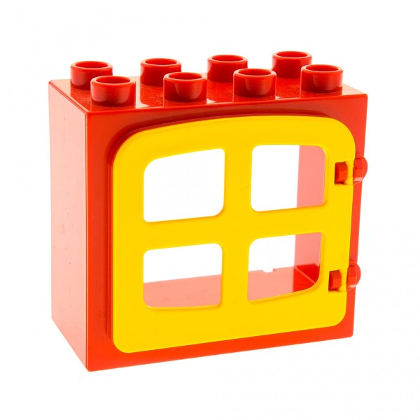 1x Lego Duplo Fenster Rahmen klein 2x4x3 rot Tür 1x4x3 gelb Clip 4809 2332b