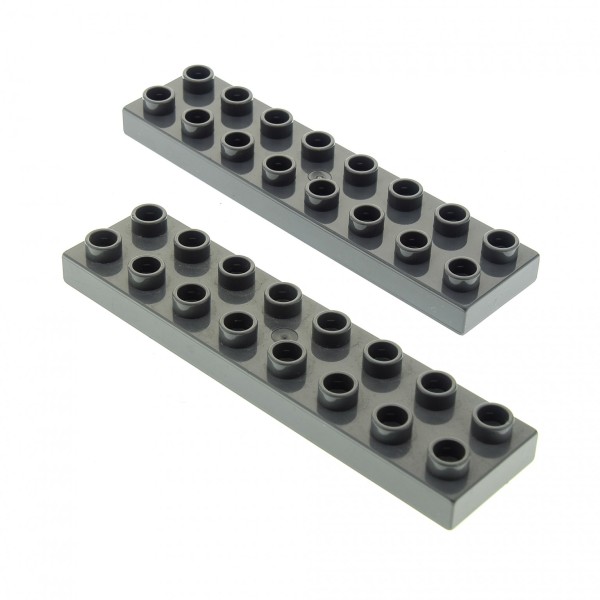 2x Lego Duplo Bau Platte 2x8 neu-dunkel grau Stein Set 4785 4777 6252061 44524