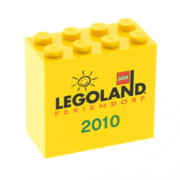 1x Lego Bau Motivstein 2x4x3 gelb bedruckt Legoland Feriendorf 2010 30144pb077