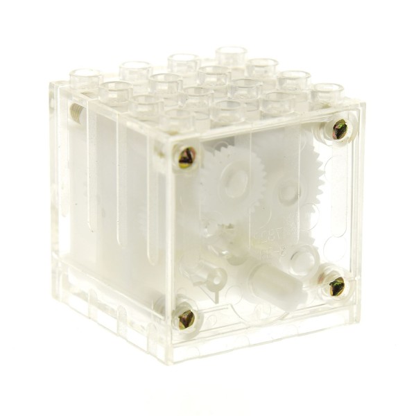 1x Lego Technic Aufzieh Motor 4x4x3 transparent weiß Zahnrad Achse 4093 45721c01