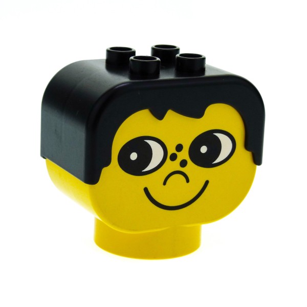 1x Lego Duplo Primo Baby Figur Kopf gelb schwarz Bau Stein dup001