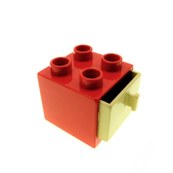 2x Lego Duplo Möbel Schrank 2x2x1 1/2 rot Schublade beige 6249378 4891 4890