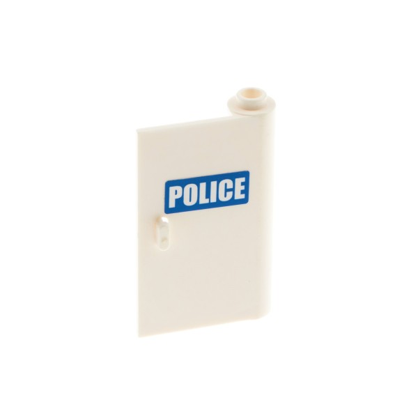 1x Lego Tür Blatt 1x3x4 rechts weiß Sticker POLICE blau neue Form 58380pb04