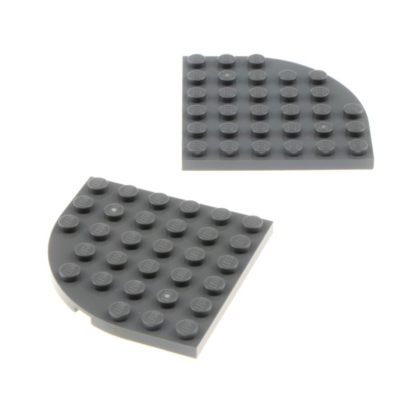 2x Lego Bau Platte Ecke rund 6x6 neu-dunkel grau viertel Kreis 4500517 6003