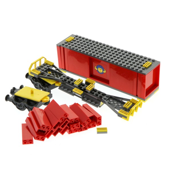 1x Lego Set Güter Last Zug Waggon Anhänger 7939 rot unvollständig