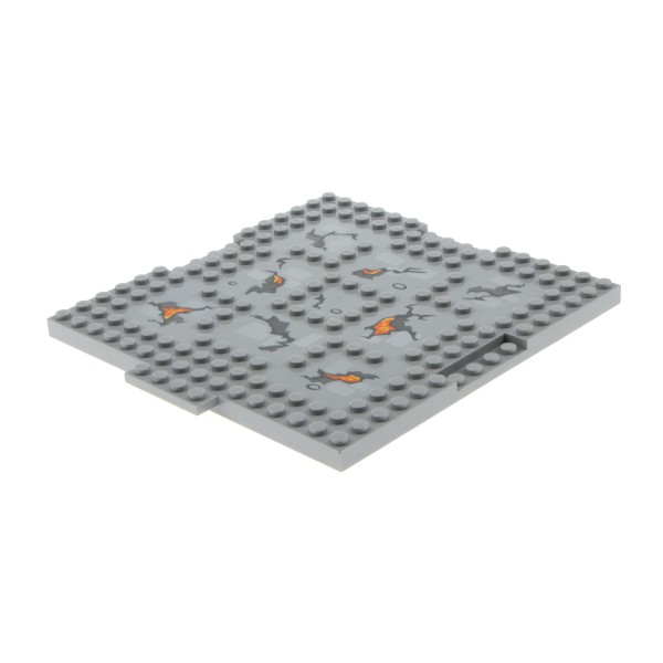 1x Lego Bau Platte modifiziert 16x16 hell grau Risse Lava 6135195 15623pb003