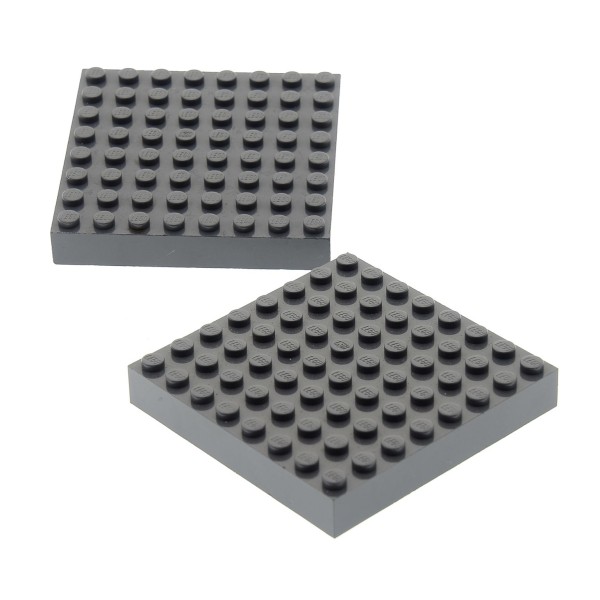 2x Lego Bau Platte 8x8 neu-dunkel grau dick Grundplatte 8759 4210874 43802 4201