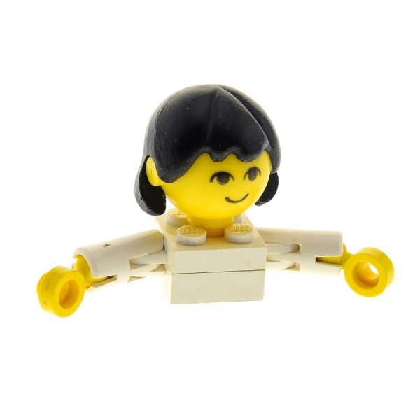 1 x Lego System Homemaker Großkopf Figur Frau Mutter Kind Mädchen Torso weiss Gesicht ohne Augenbrauen Arme kurz Haare lang ohne extra Halterung 20 x196 685px1c01