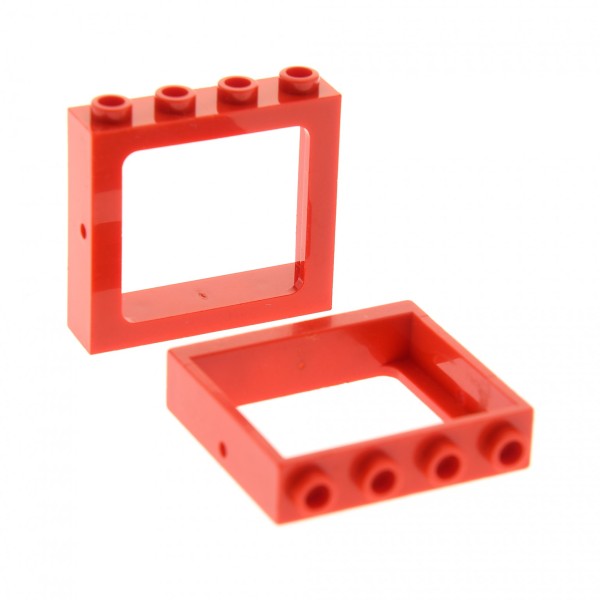 2x Lego Fenster Rahmen rot 1x4x3 Eisenbahn Haus Lok 6399 7725 10132 4100371 4033