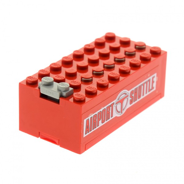 1 x Lego System Electric Batteriekasten rot Batterie Block Technic 9 V mit Sticker Airport Shuttle für Set 6399 4760c01pb05
