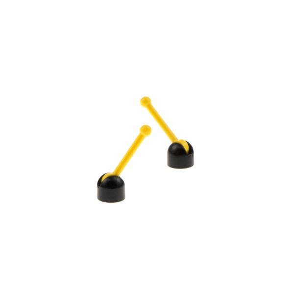 2x Lego Antenne schwarz Schalthebel Hebel gelb 73587c01 4593 4592c01