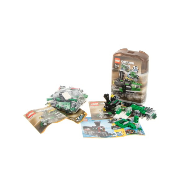 1x Lego Teile Set Creator Eisenbahn 4837 Mini Züge Dampflok grün unvollständig