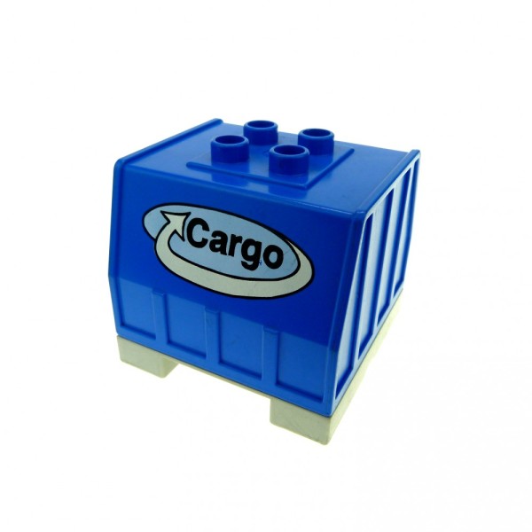 1x Lego Duplo Eisenbahn Aufsatz blau perl grau Cargo Logo Container 42400c01pb01