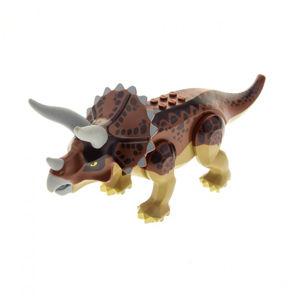 1 X Lego System Tier Dino Triceratops 3 Horn Dunkel Beige Tan Reddish Rot Braun Jurassic World Dino Dinosaurier Set 55 Tricera01 Steinpalast