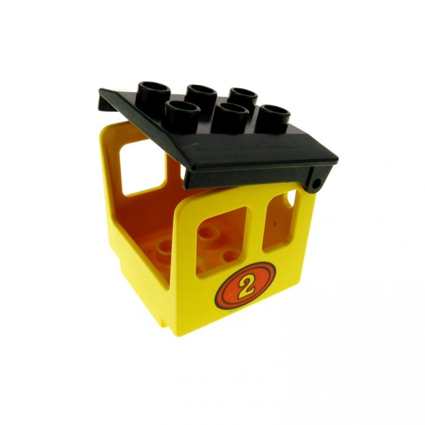 1 x Lego Duplo Aufsatz Zug gelb schwarz 3 x 3 x 3 Kabine Führerhaus mit Dach mit Nr. 2 Lok Eisenbahn Zahlen Schiebe Zug Lok 4543 4544pb02