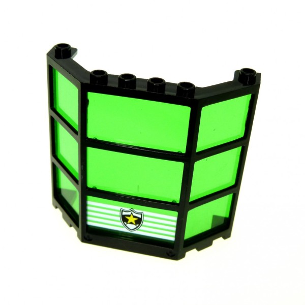 1x Lego Fenster Rahmen 3x8x6 schwarz transparent grün Erker Police 30185c05pb01