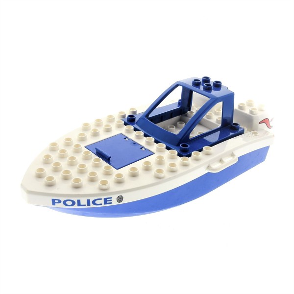 1x Lego Duplo Schiff 8x17 blau weiß Police Boot 4861 59190 6469a dupboat05c01