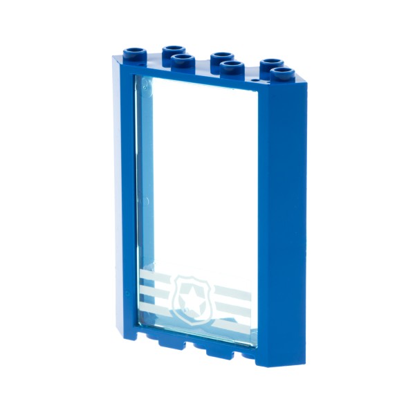 1x Lego Fenster Rahmen 4x4x6 blau Eckfenster Scheibe Polizei 57895pb071 28327