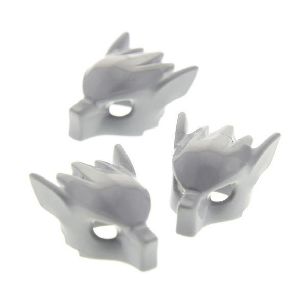 3 x Lego System Figuren Kopfbedeckung Helm Maske Wolf Kopf neu-hell grau Legends of Chima 6019997 11233
