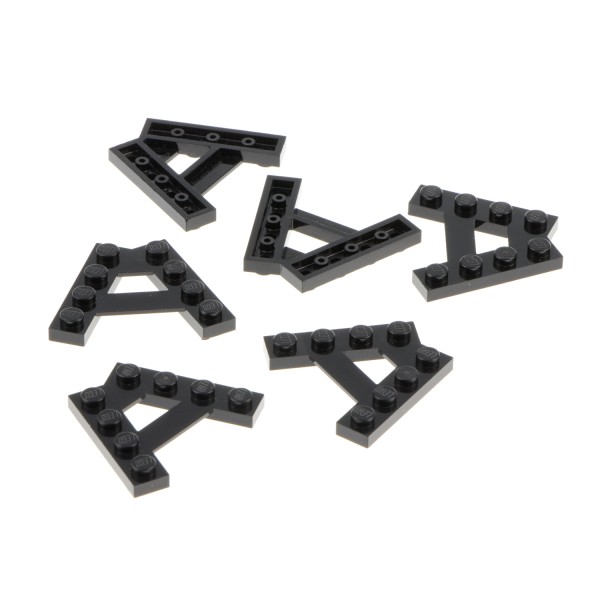 6x Lego Keil Bau Platte modifiziert schwarz schräg A Form 1x4 6054852 15706