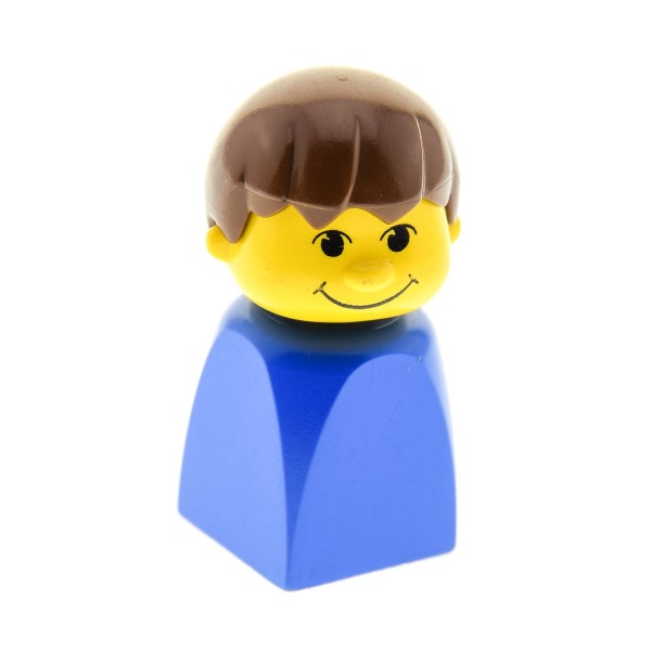 1 x Lego System Figur Basic Junge blau Finger Puppe Mann männlich Haare braun (bfp002) Set 1666 365 366 1050 330 4224c02
