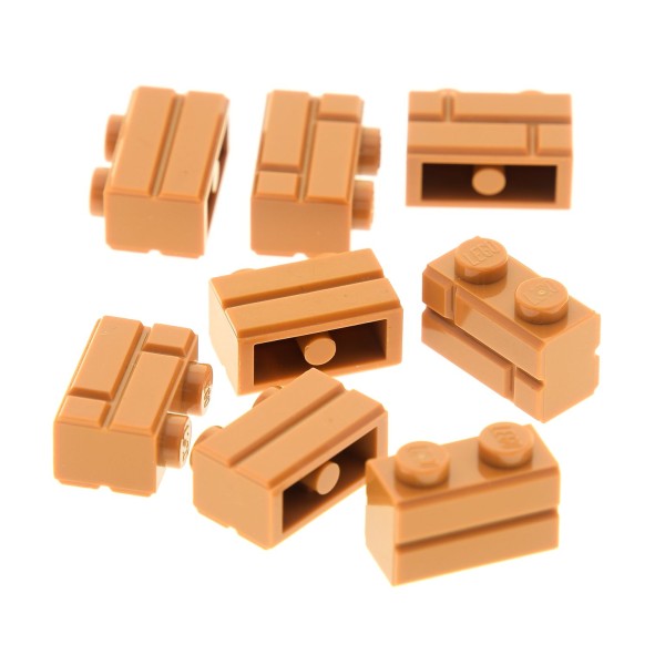 8x Lego Bau Stein modifiziert 1x2x1 hell nougat braun Ziegel Mauerwerk 98283