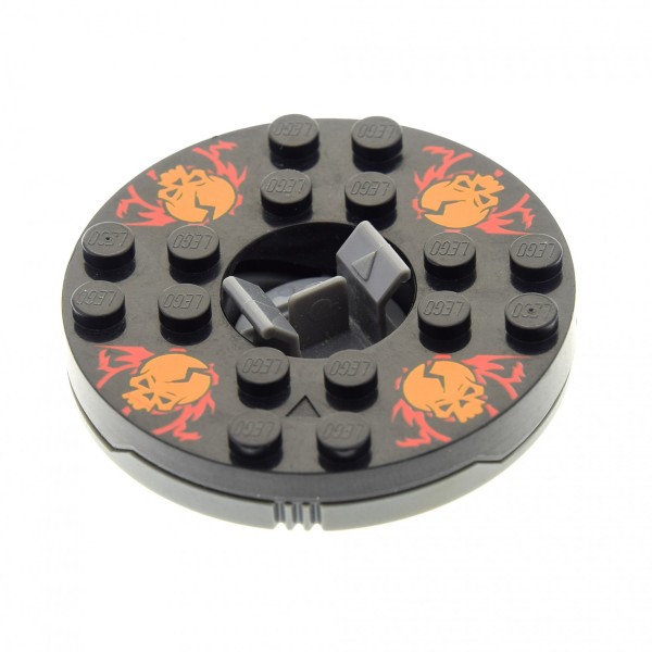 1 x Lego System Ninjago Spinner rund gewölbt 6x6 schwarz neu-dunkel grau Totenkopf orange Drehscheibe Kreisel ohne Gleitstein Set 2257 4612296 bb493c02pb02