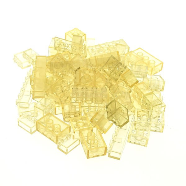 50 x Lego System Glas Stein Bau Basic Steine transparent weiss gelblich Form und Größe zufällig gemischt