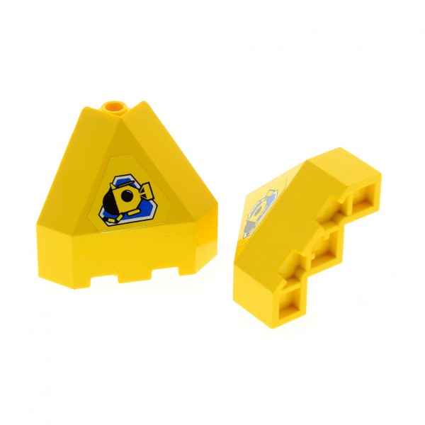 2 x Lego System schräg Stein Panele gelb 3x3x3 Ecke Sticker Tauchboot Kuppel 6560 30079pb01
