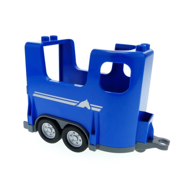 1x Lego Duplo Auto Anhänger blau Pferde Wagen ohne Klappe 5648 87657c01pb01
