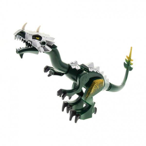 1 x Lego System Tier Drache dunkel grün gold Drachen Fantasy Era ohne Flügel für Set 7048 Troll Warship Castle Dragon03