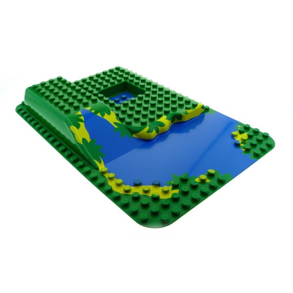 1x Lego Duplo 3D Bau Platte B-Ware beschädigt 16x24 grün blau Insel 31073px1