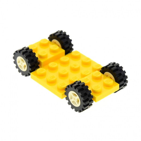 1x Lego Fahrgestell 4x7 gelb Rad weiß Profil Auto Chassis 4624c02 68556 2441
