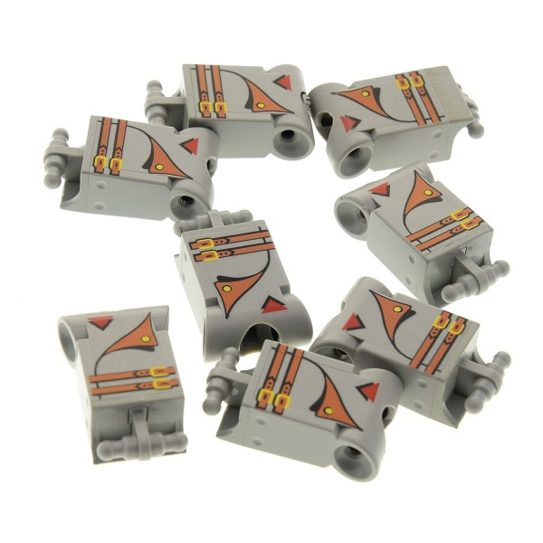 8 x Lego Technic Figur Torso Set Mann Oberkörper grau bedruckt 2 Gürtel Fahrer Technik 8244 8248 8463 8225 8714 8229 tech012*