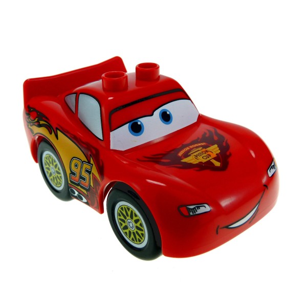 1x Lego Duplo Fahrzeug Disney Cars Auto rot Logo Typ 1 Lightning McQueen crs051
