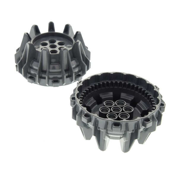 2x Lego Plastik Rad neu-dunkel grau Bohrkopf Spikes Power Miners 4540178 64712