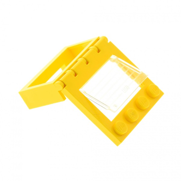 1 x Lego System Auto Dach gelb 4x4 Sonnendach mit Fenster transparent weiss mit Scharnier Halter Platte 1x4x2 gelb 2348b 4214 2349