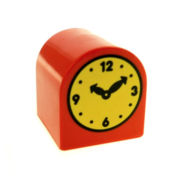 1x Lego Duplo Möbel Uhr B-Ware abgenutzt rot 2x2x2 Stein Zeiger breit 3664pb02
