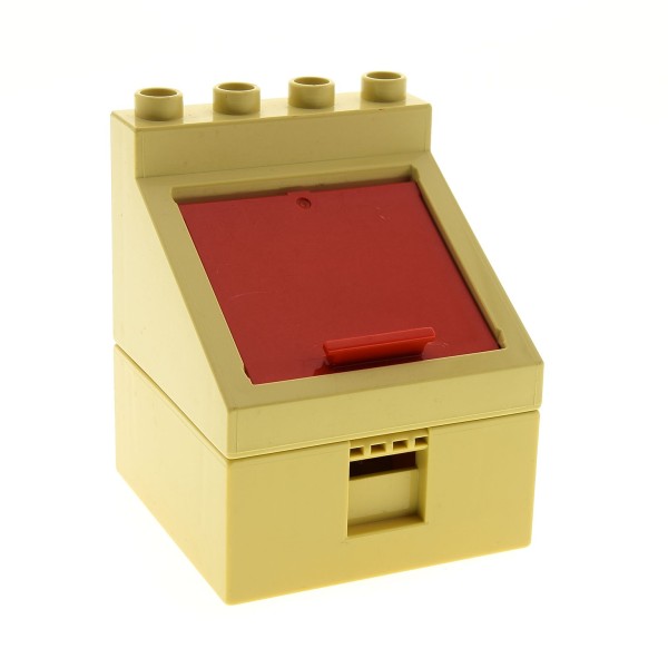 1 x Lego Duplo Abfall Box Container beige tan 4x4 Klappe rot Müll Tonne Kiste Ober Unter Teil für Set 3294 Bob der Baumeister 6469 52064 47423
